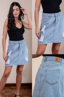 Saia Jeans Evase com Gancho Alto KDONNA13028
