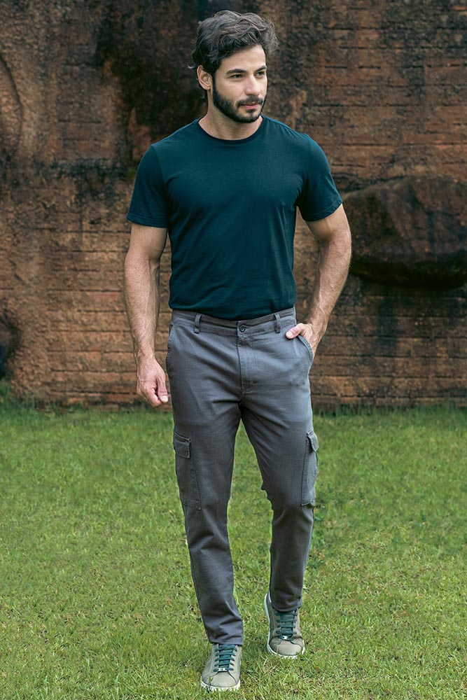 Calça Sarja Masc Cargo Slim KDU3028