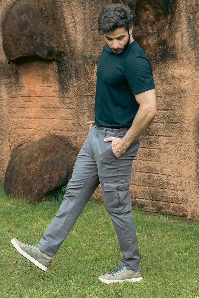 Calça Sarja Masc Cargo Slim KDU3028