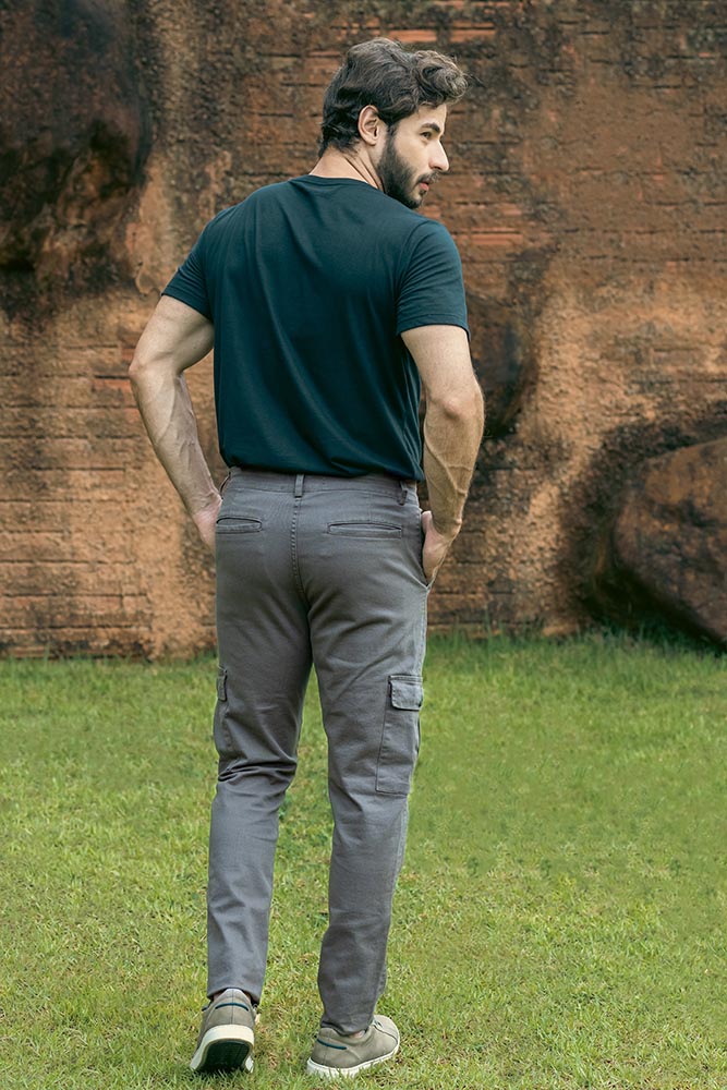 Calça Sarja Masc Cargo Slim KDU3028